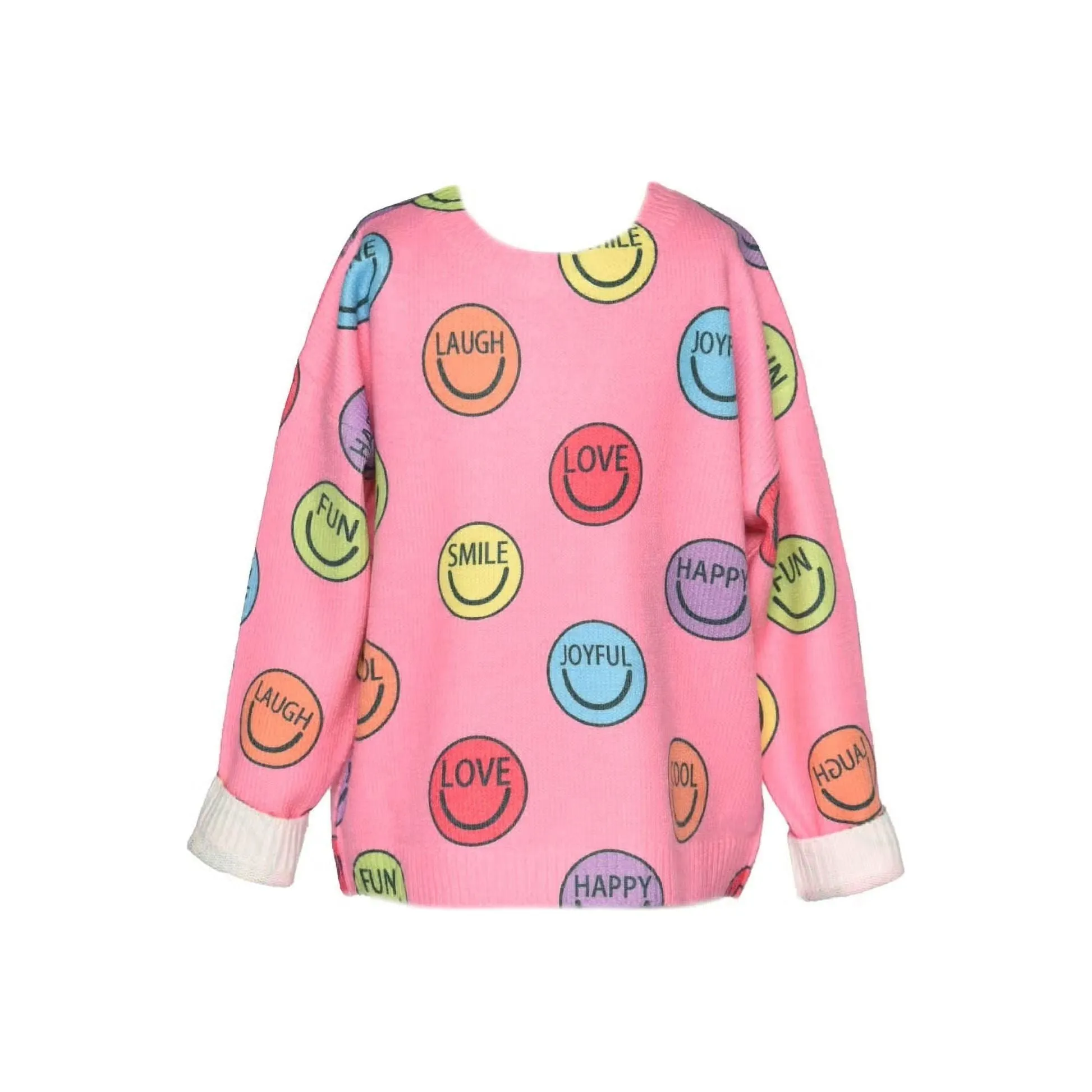 Hannah Banana Girl's Happy Face Graphic Sweater