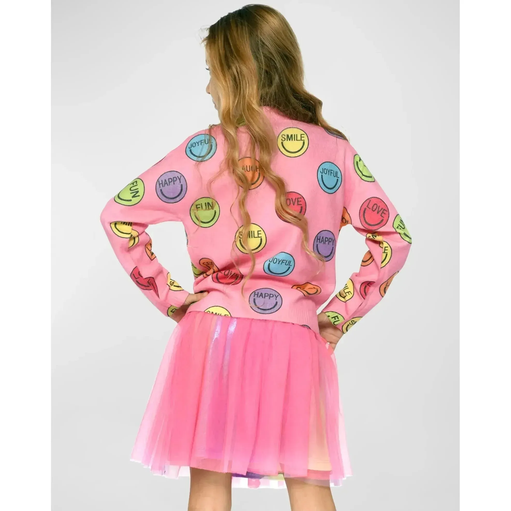 Hannah Banana Girl's Happy Face Graphic Sweater