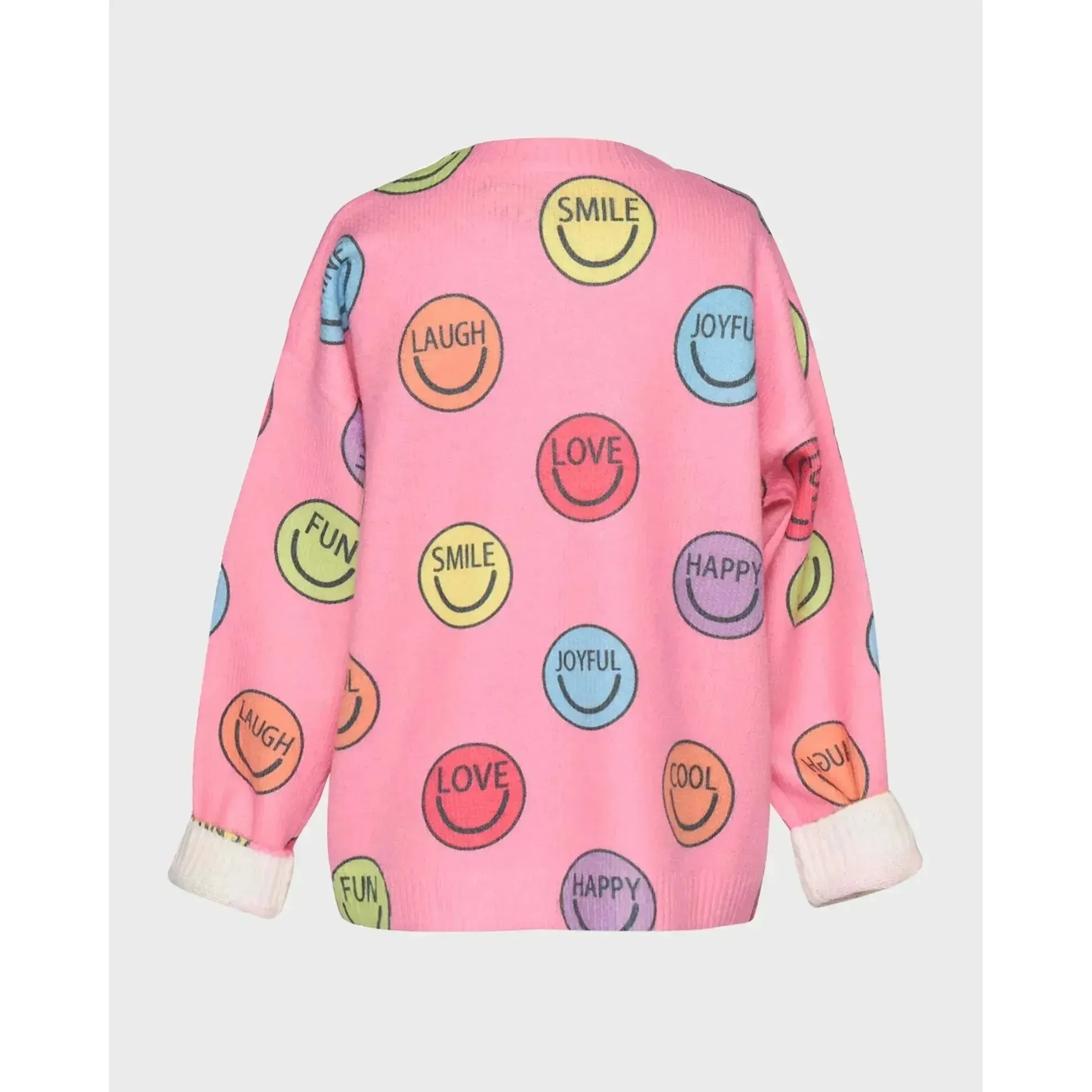 Hannah Banana Girl's Happy Face Graphic Sweater