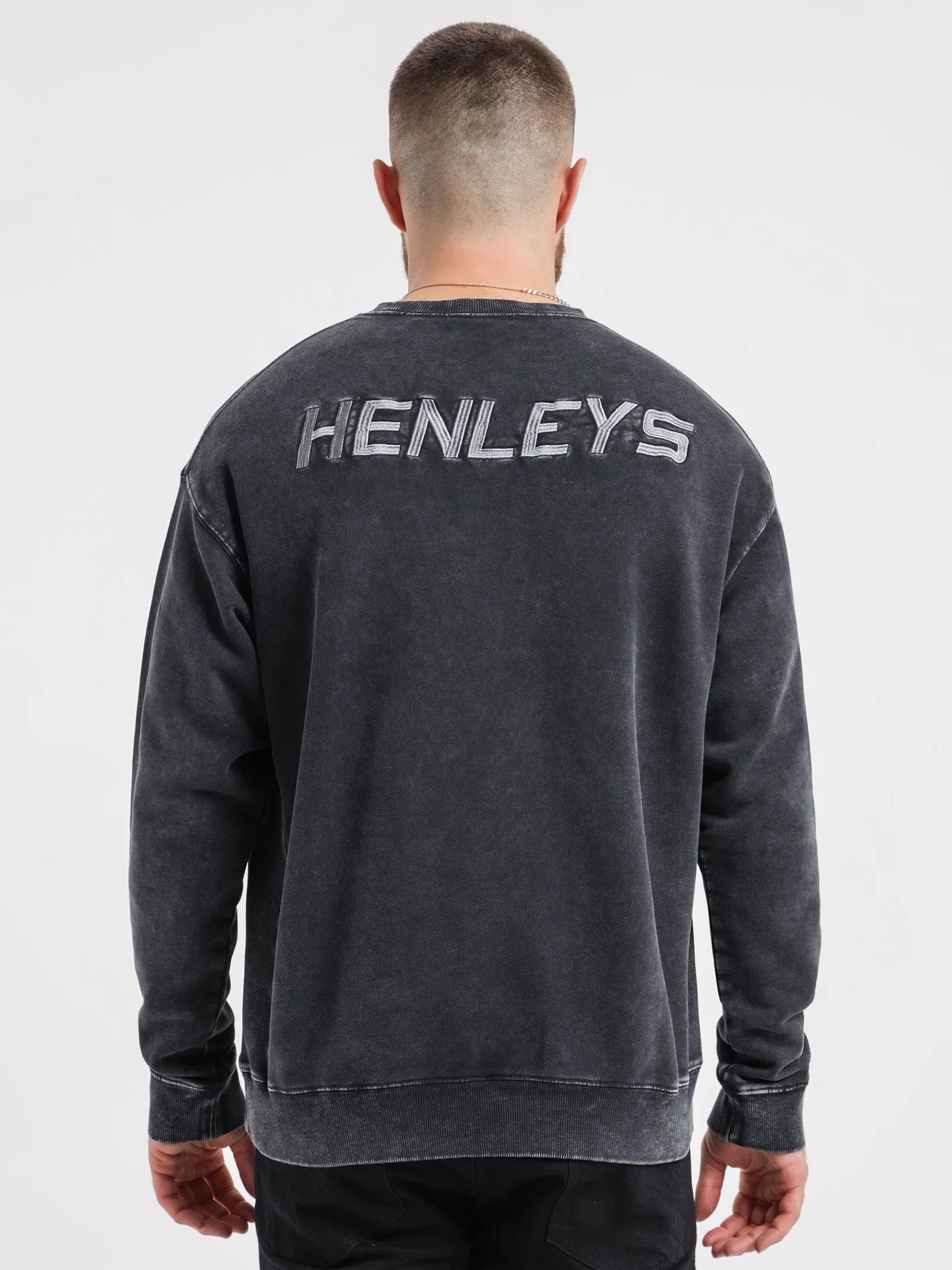 Henleys Raptor Acid Crew Sweater - Mens - Black