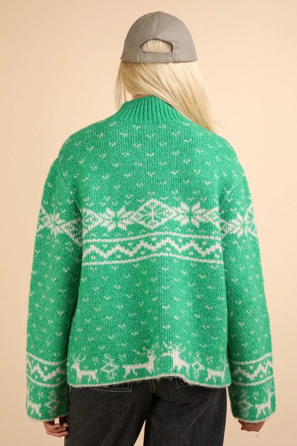 Henriette Christmas Element Mock Neck Long Sleeve Sweater