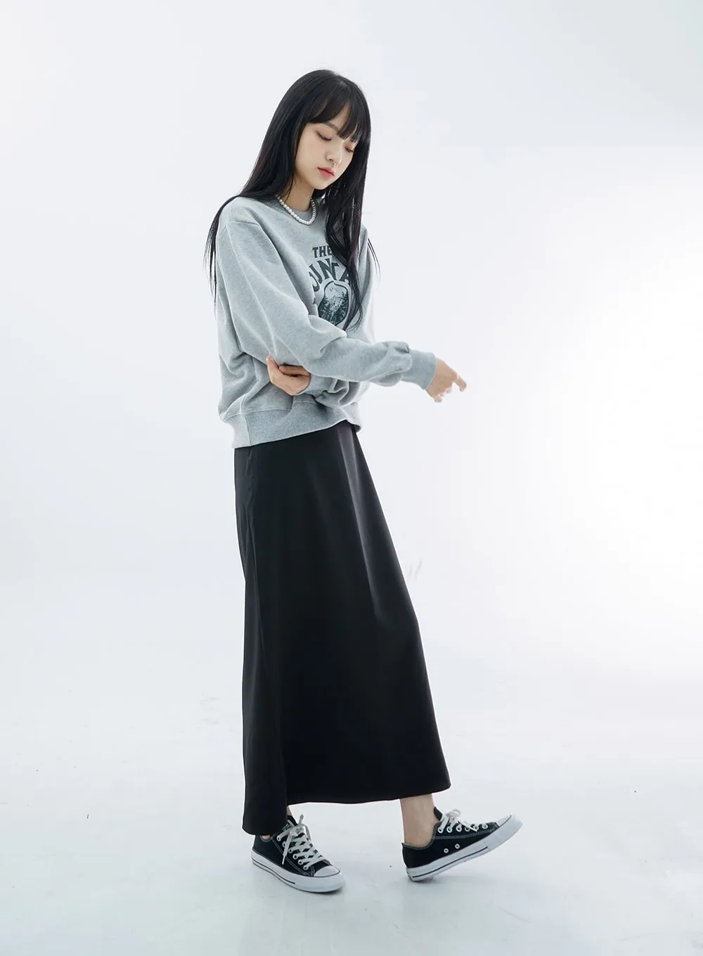 High Waist Simple Maxi Long Skirt OO04