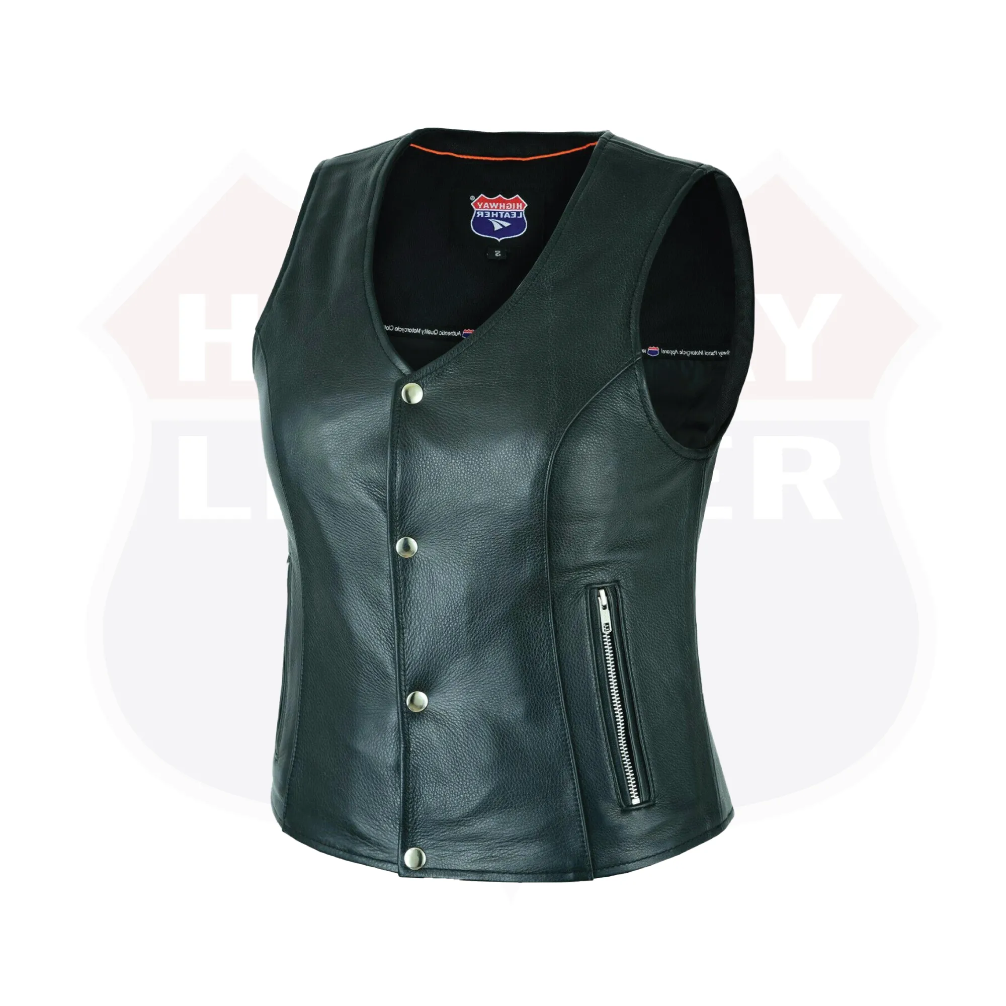 HL14850SPT Plain Black Womens Motorcycle Vest | Motorcycle Vest for Ladies Basic Gun Pocket