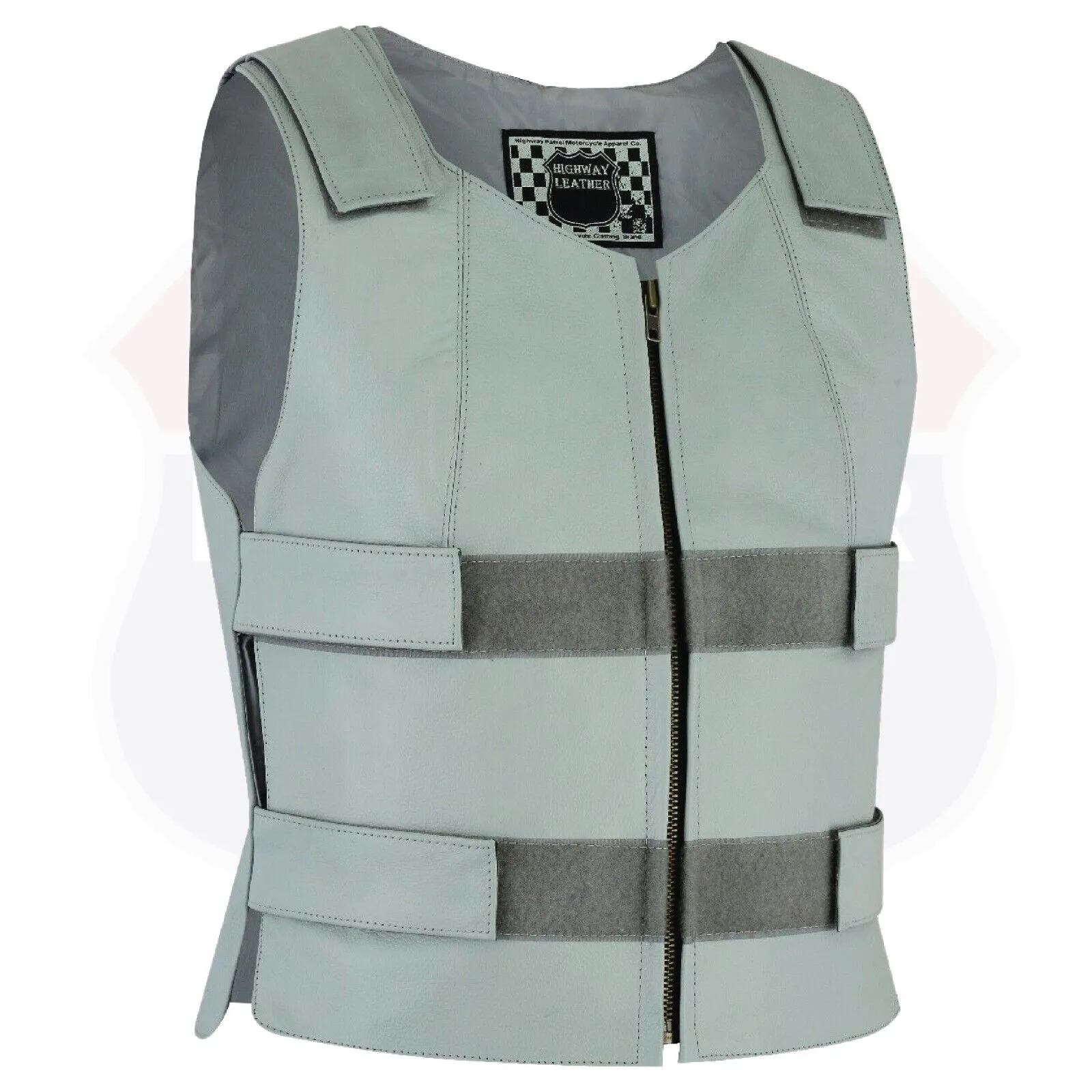 HL14945Gray Bulletproof Leather Vest - SKU#14945Gray36