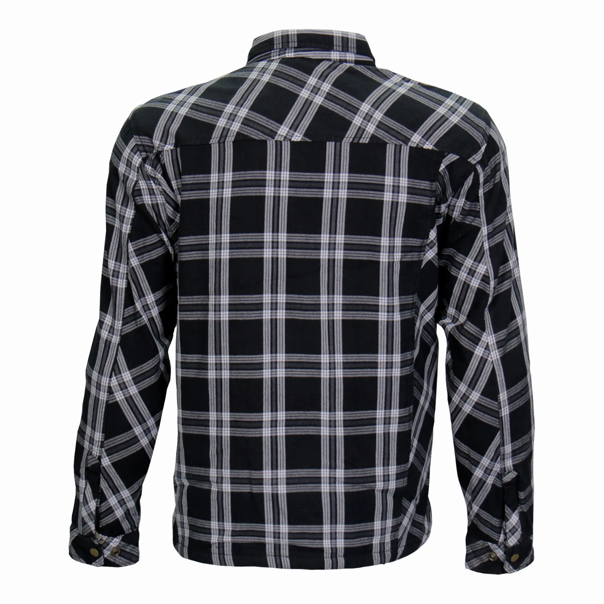 Hot Leathers JKM3002 Men's Motorcycle Black and White Armored Flannel Biker Jacket