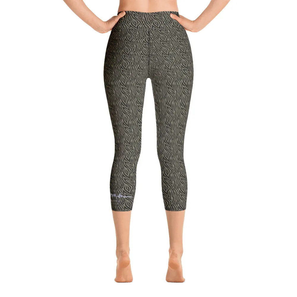 Khaki Zebra Yoga Capri Leggings