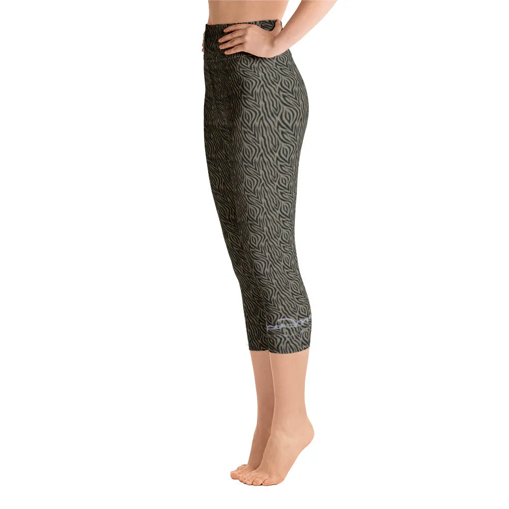 Khaki Zebra Yoga Capri Leggings