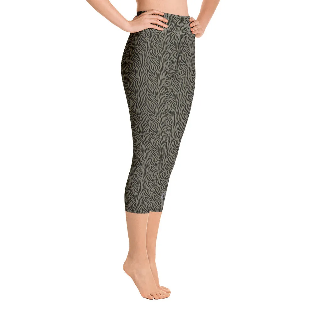 Khaki Zebra Yoga Capri Leggings