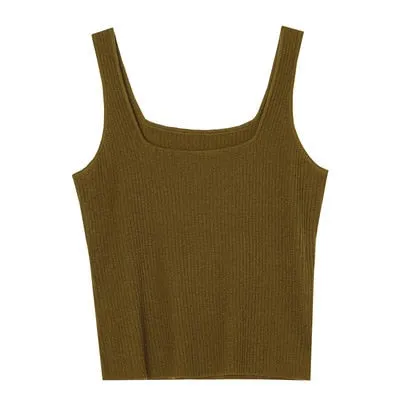 [Korean Style] 5 Colors Square Neck Knit Cami