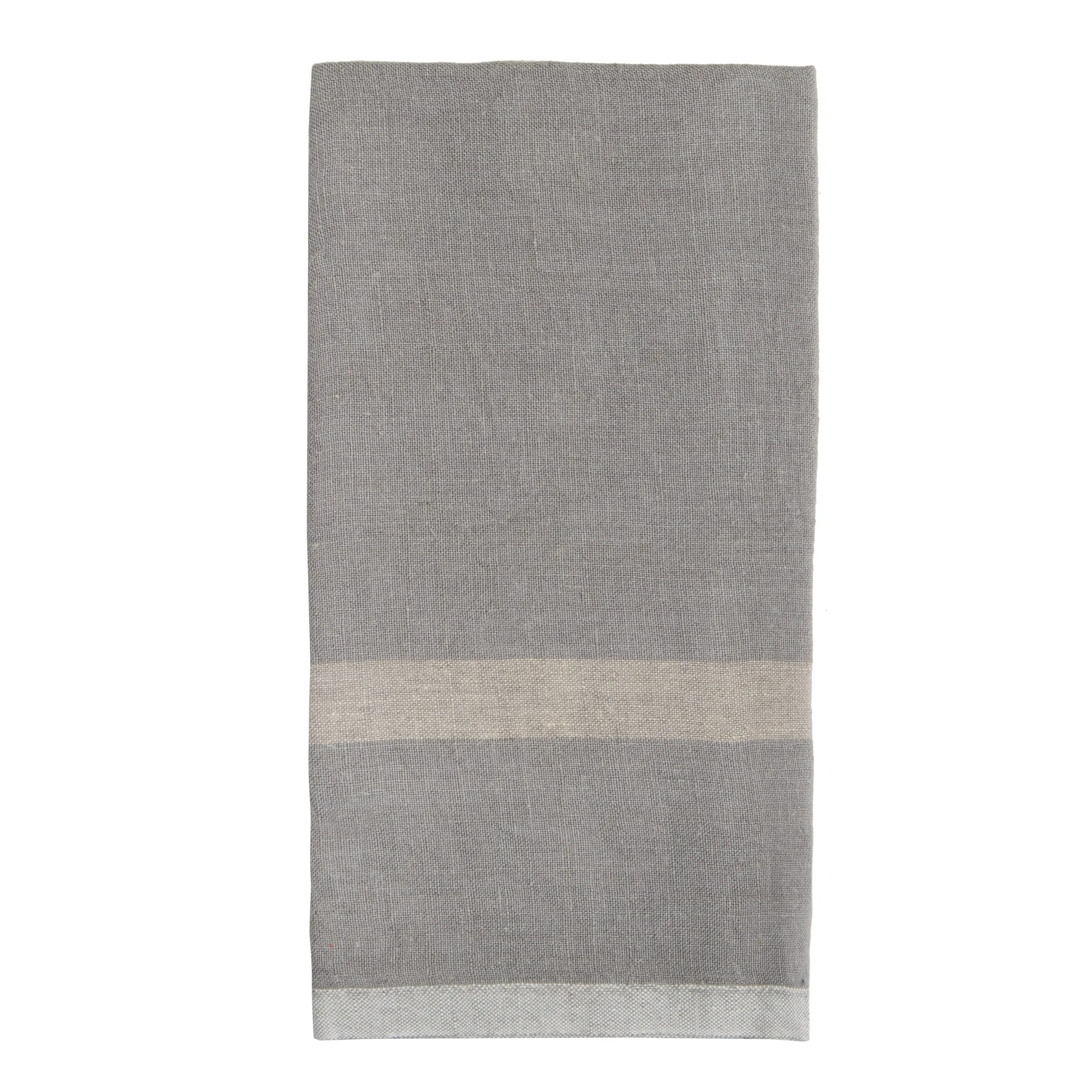 Laundered Linen Kitchen Towels Grey & Natural, Set of 2