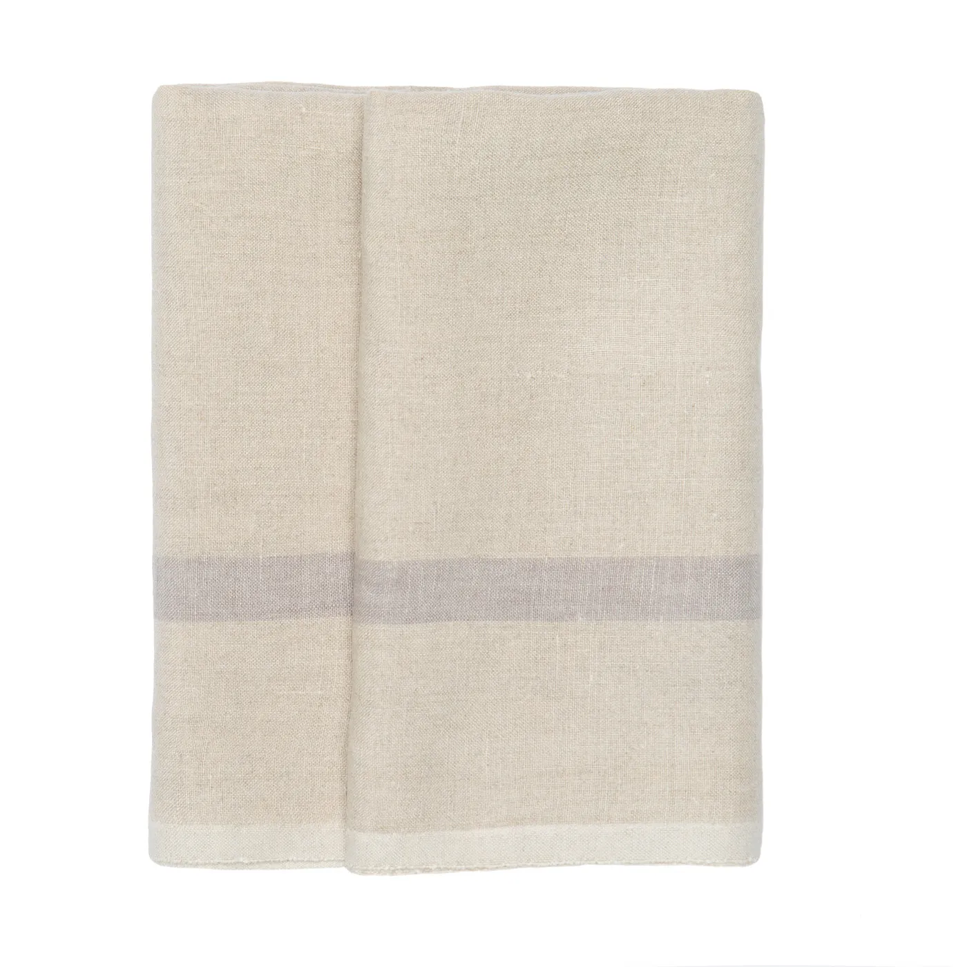 Laundered Linen Kitchen Towels Natural & Grey, Set of 2