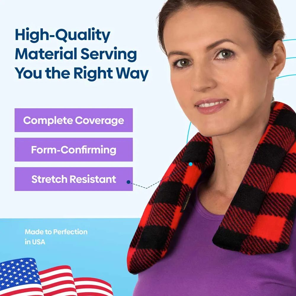 Lavender-scented Microwavable Neck Heating Wrap with Flax Seeds, 26"x5", Buffalo Plaid