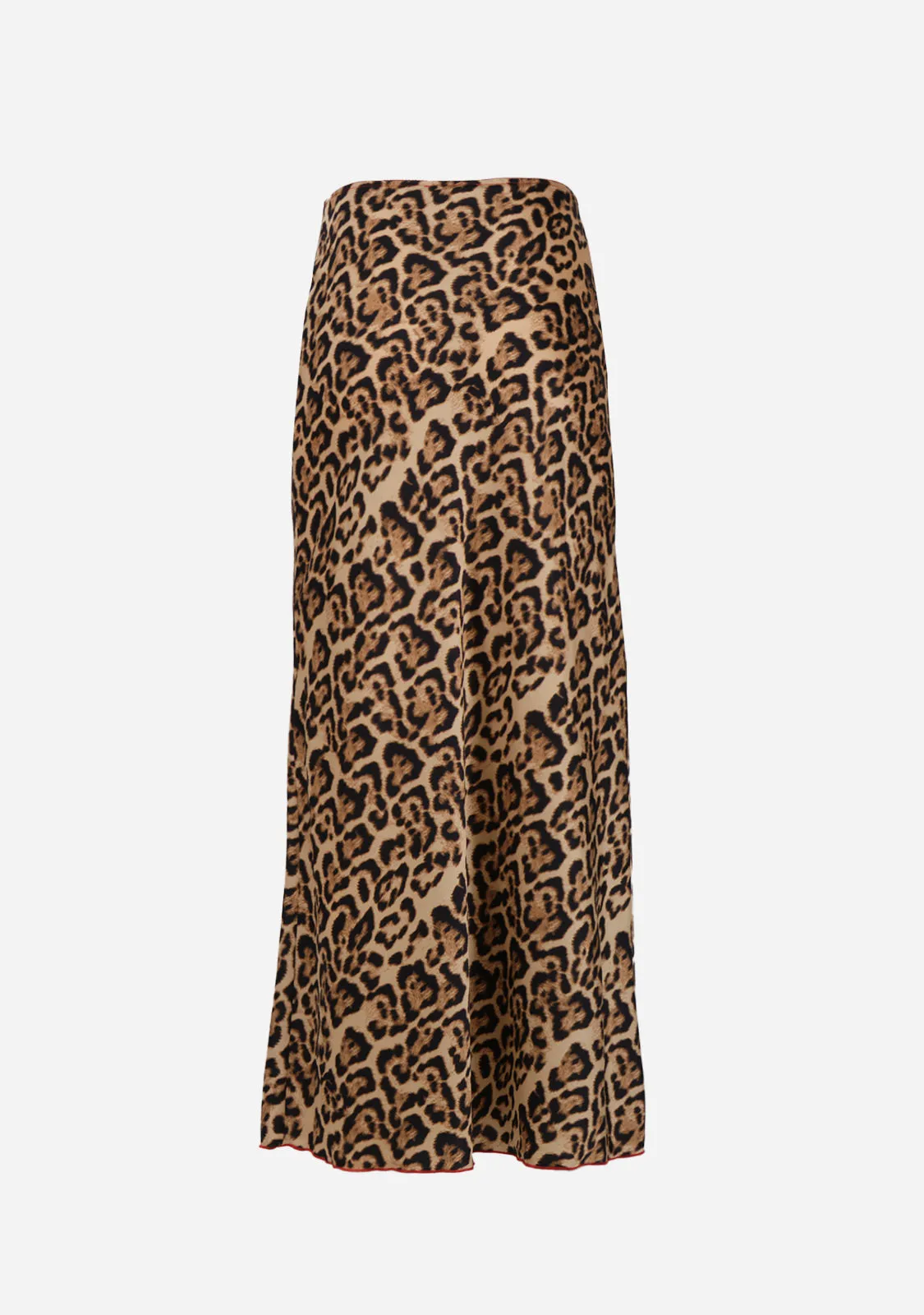 Leopard Print Satin Maxi Skirt