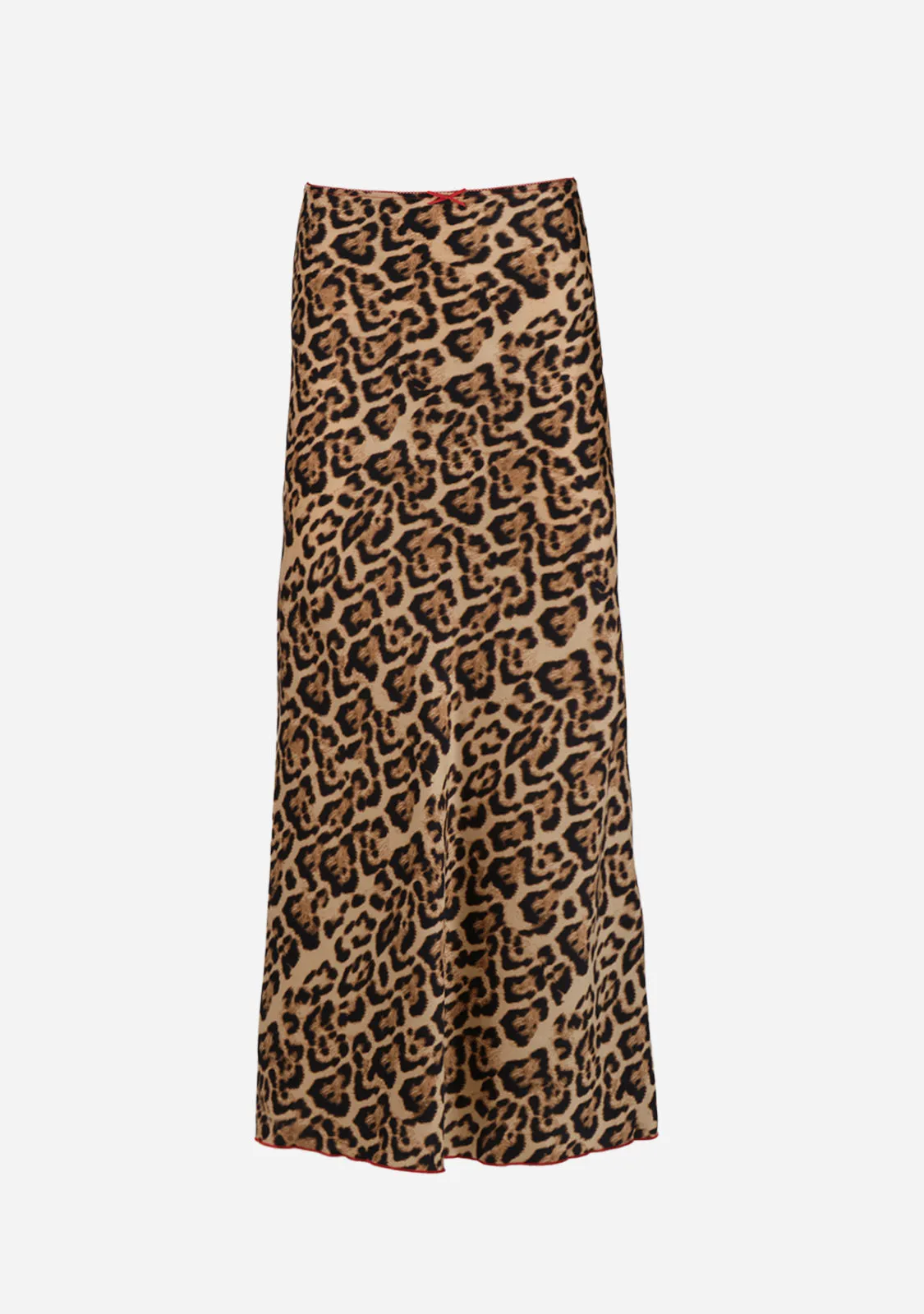 Leopard Print Satin Maxi Skirt