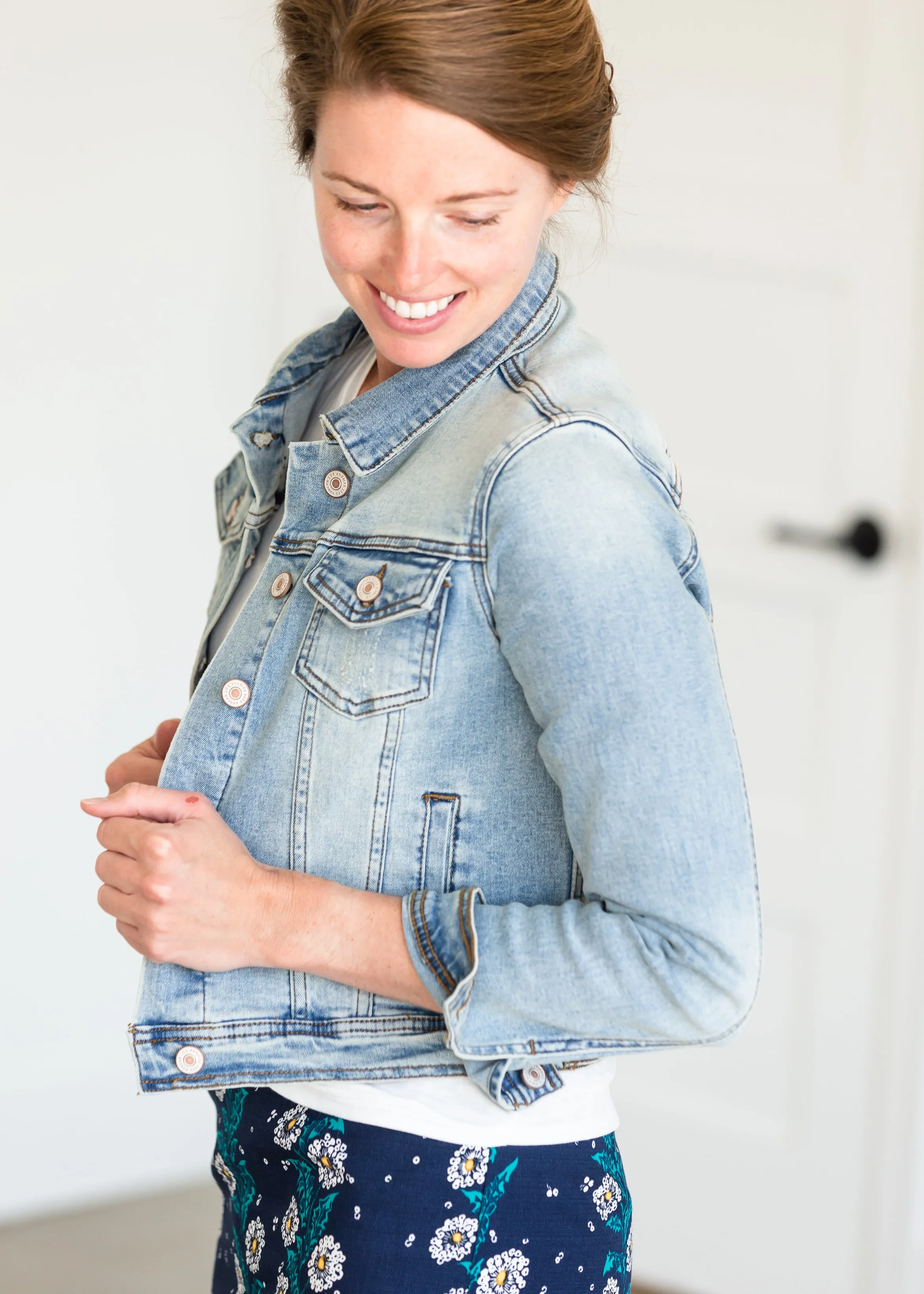 Light Denim Button Crop Jean Jacket - FINAL SALE