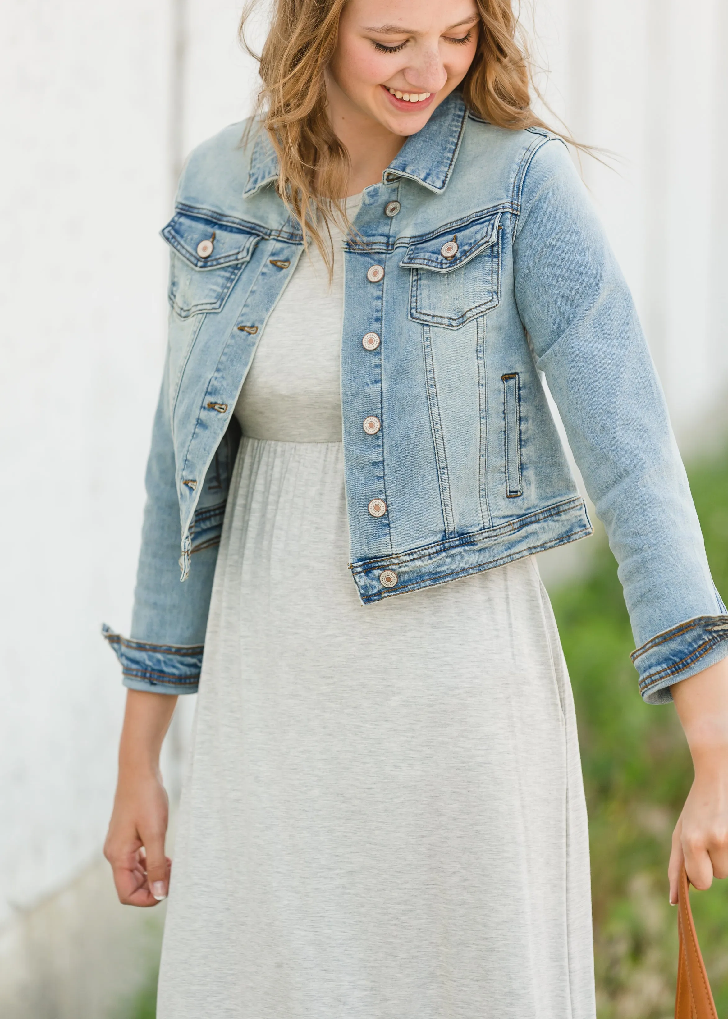 Light Denim Button Crop Jean Jacket - FINAL SALE