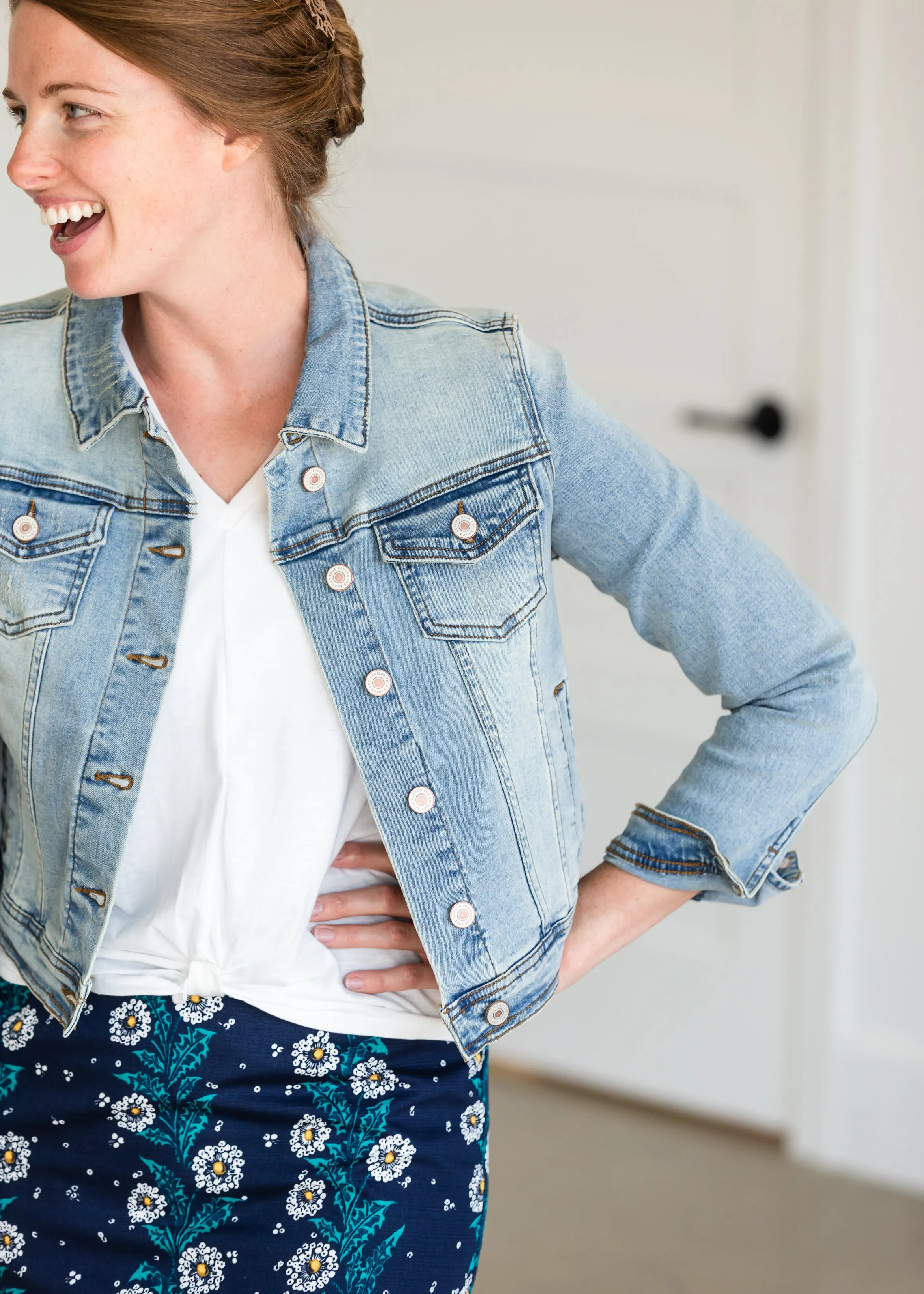 Light Denim Button Crop Jean Jacket - FINAL SALE