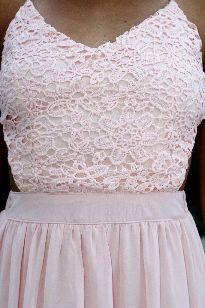 Light Pink Lace Maxi Dress