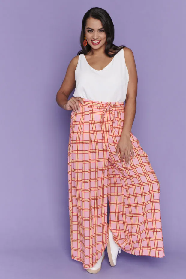 Loreta Pink Check Pants