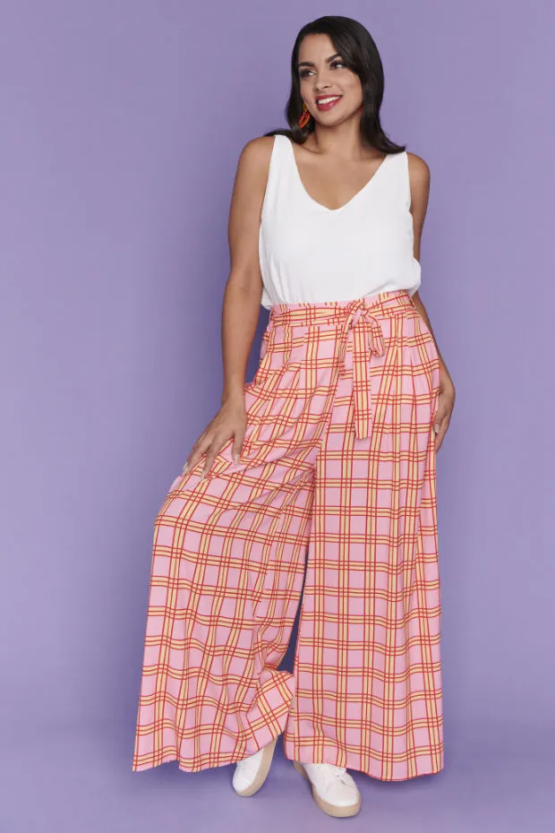 Loreta Pink Check Pants