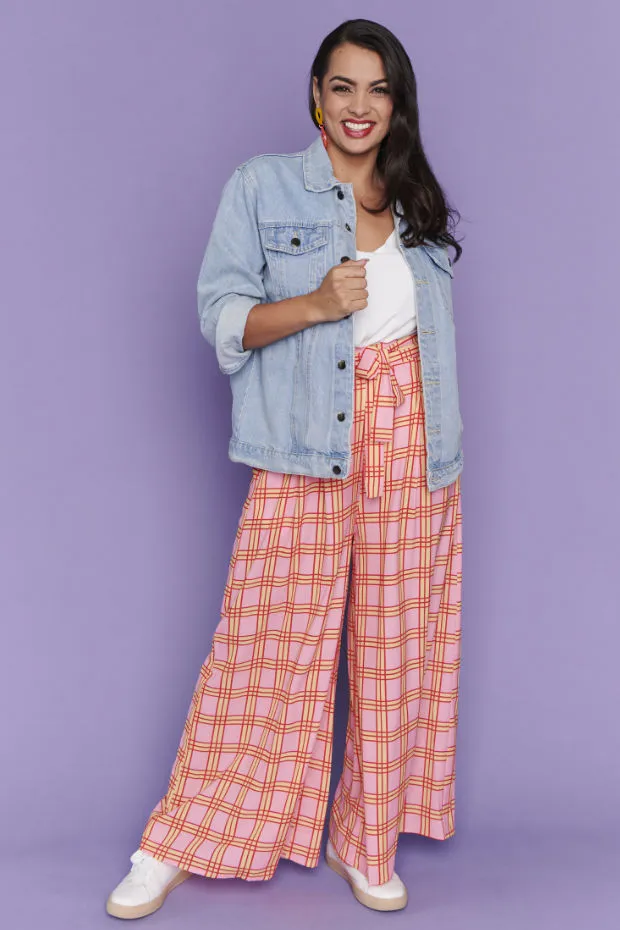 Loreta Pink Check Pants