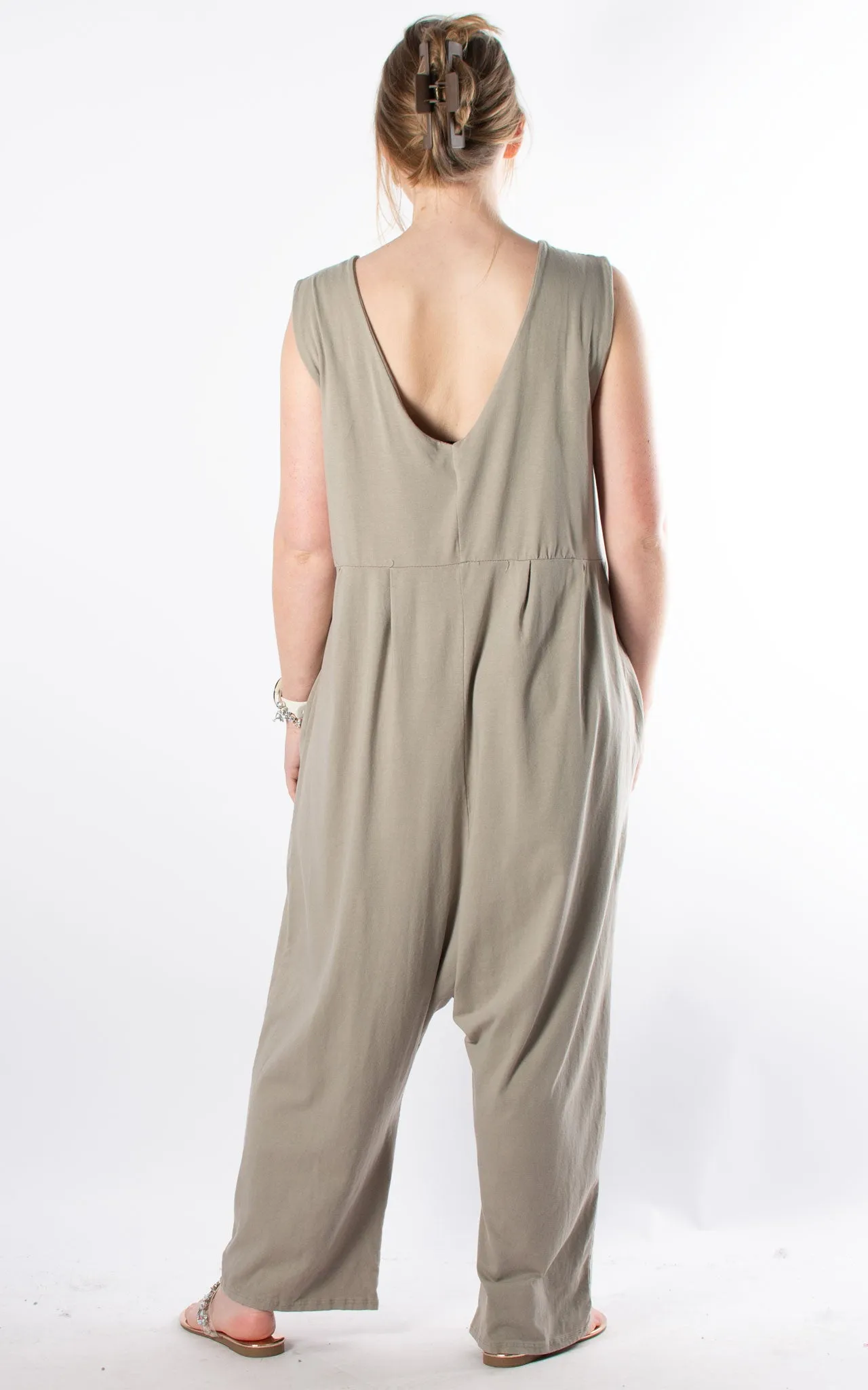 Lydia Plain Jumpsuit | Taupe