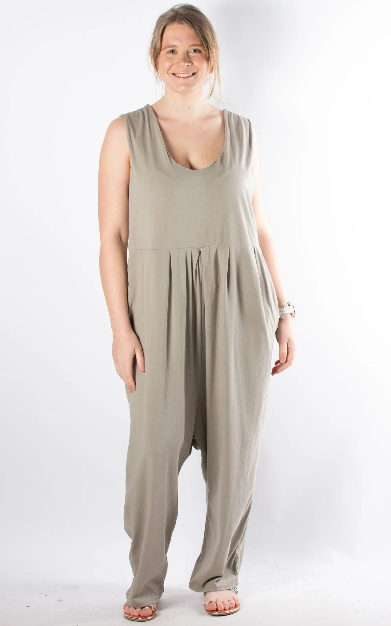 Lydia Plain Jumpsuit | Taupe