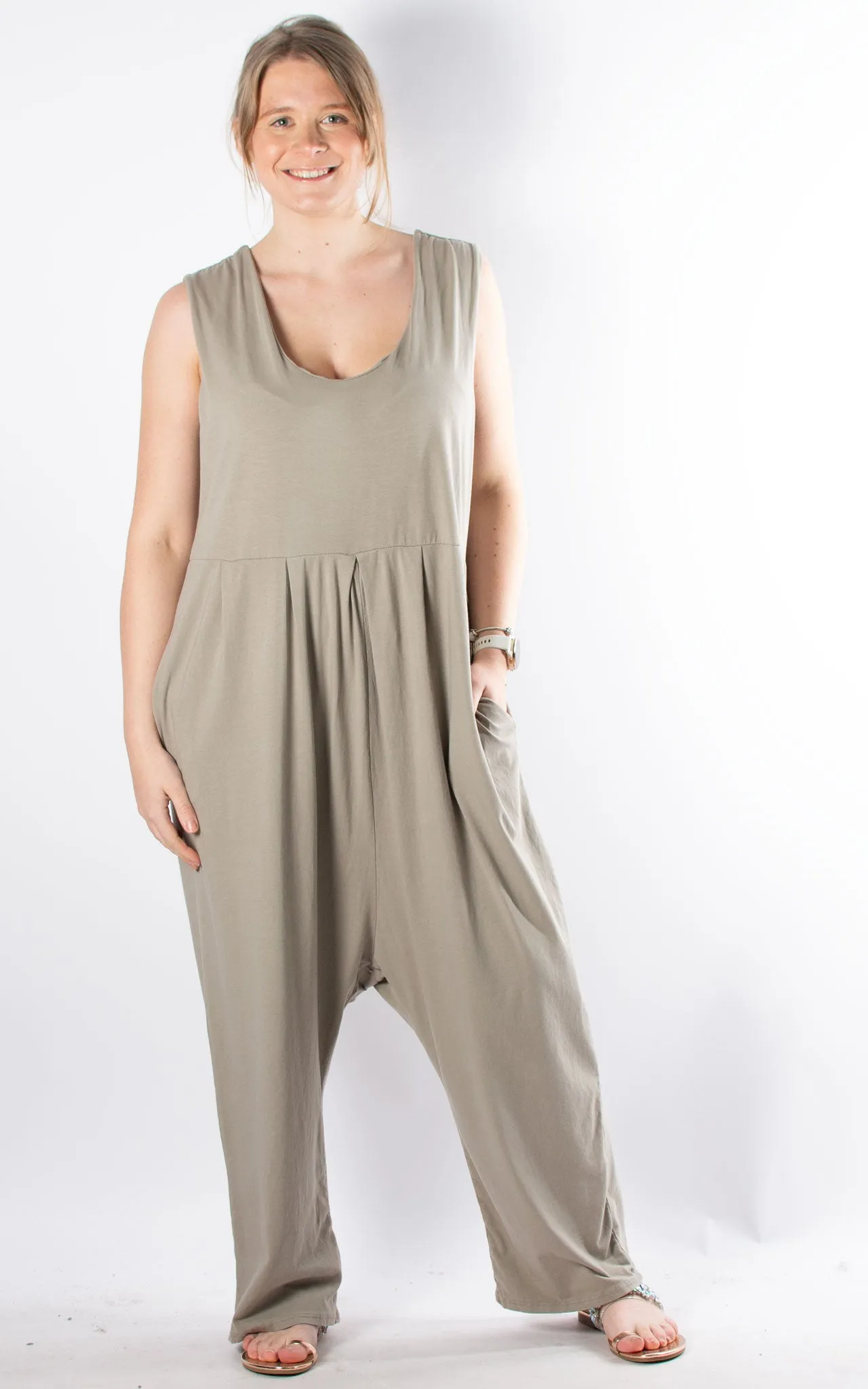 Lydia Plain Jumpsuit | Taupe