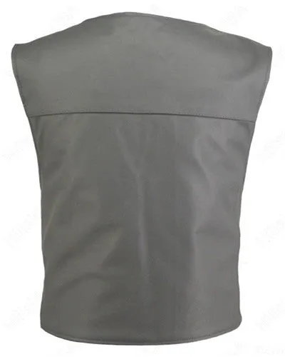 Made in USA Leather Bullet Proof Style Zippered Motorcycle Vest Grey