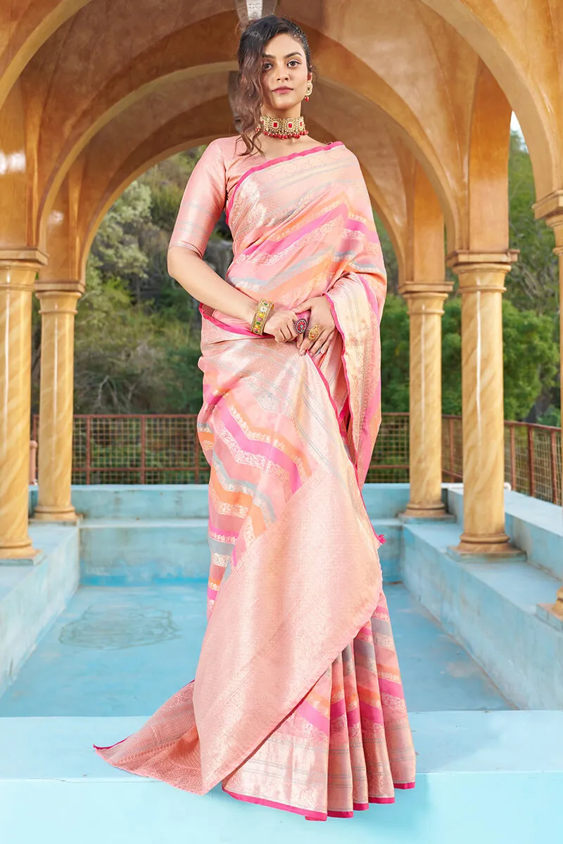 Magnificat  Pink Organza Silk Saree With Delightful Blouse Piece