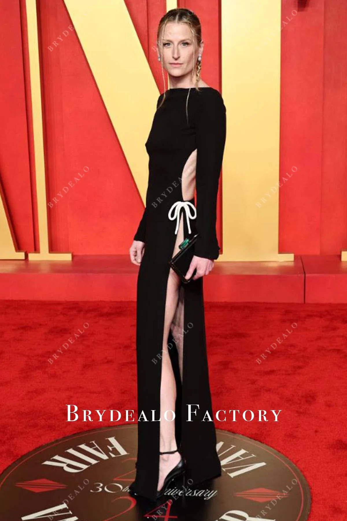 Mamie Gummer Black Slit 2024 Oscars After Party Dress