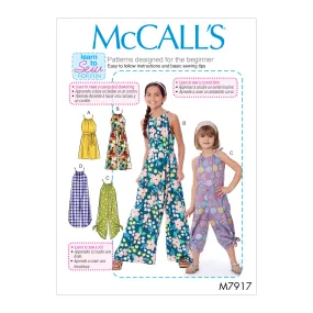 McCall's Pattern M7917 Children's and Girl's Romper, Jumpsuit and Belt