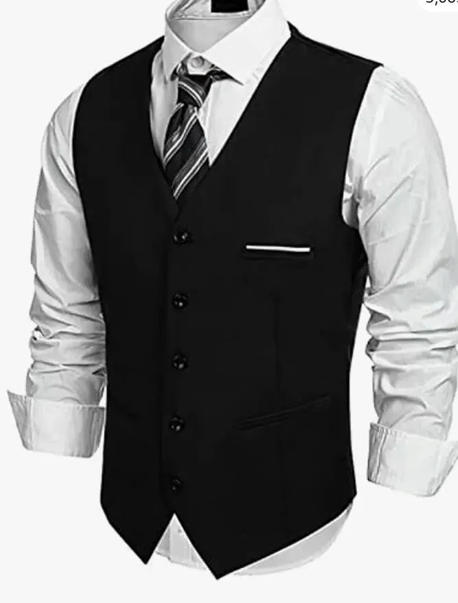 men,s business suit vest slim fit dress vest waistcoat (42, 1)