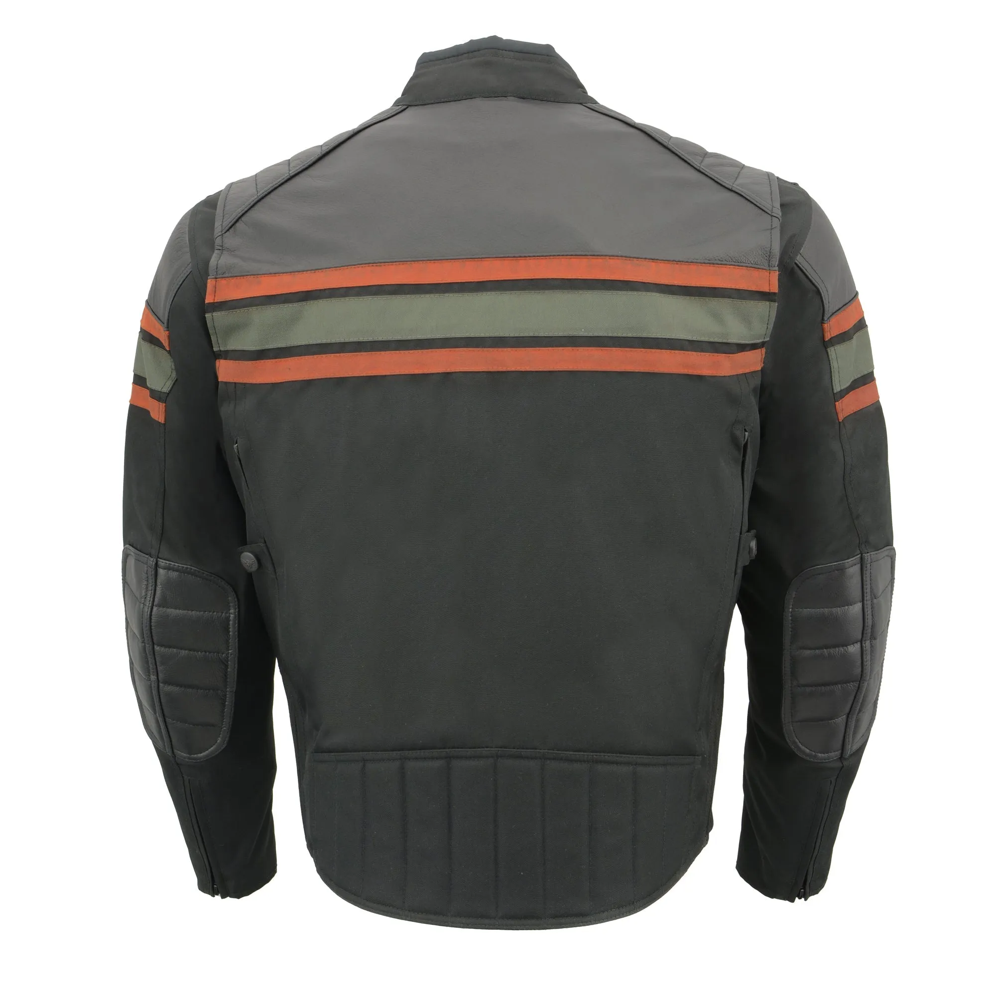 Mens Combo Leather & Textile Armored Racing Stripe Jacket