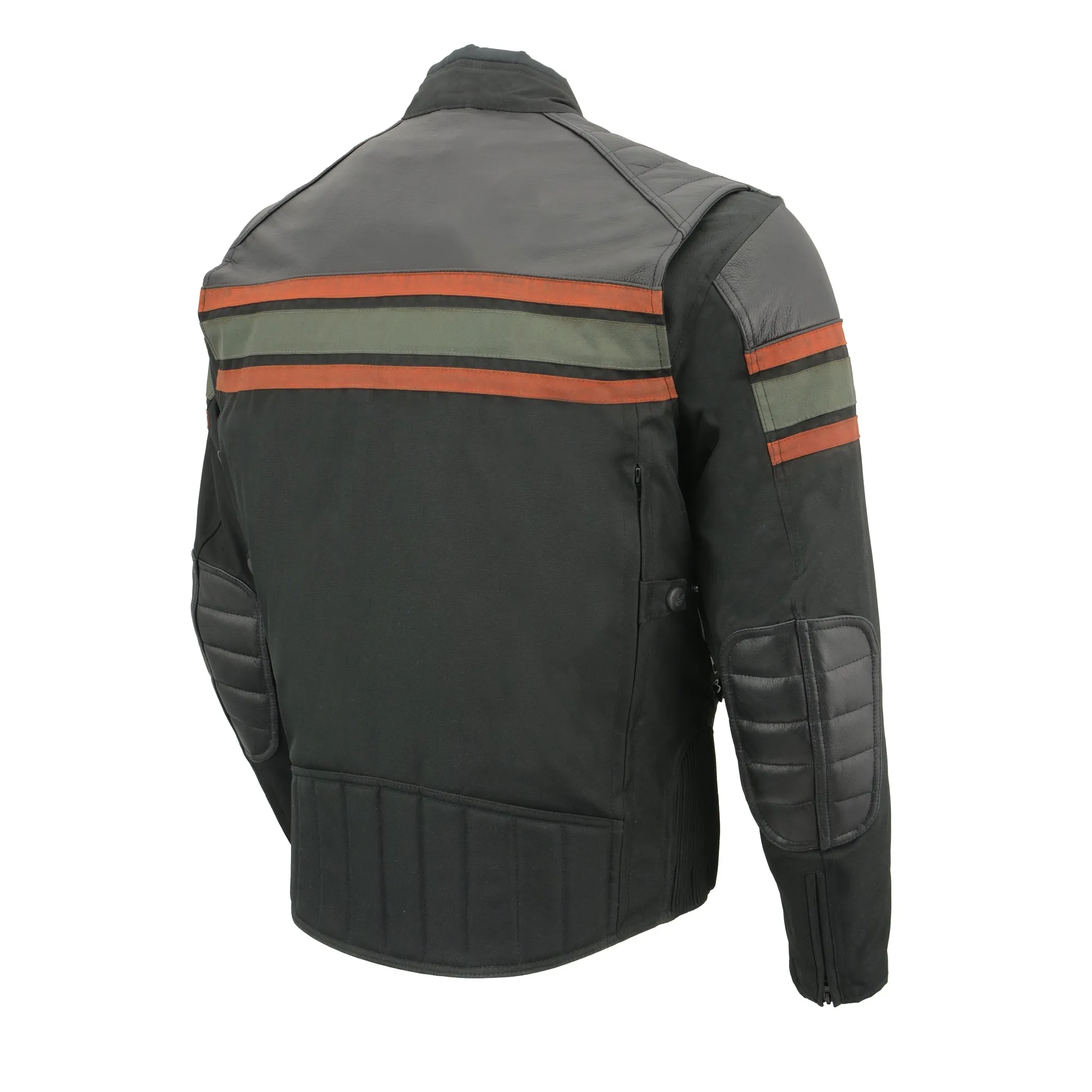 Mens Combo Leather & Textile Armored Racing Stripe Jacket