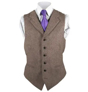 Men's Leisure Fashion Notch Lapel Herringbone Waistcoat