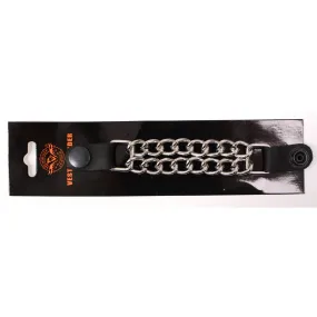 Milwaukee Leather Black Medallion Vest Extender - Double Chrome Chains Genuine Leather 6.5" Extension MLA1016-Single