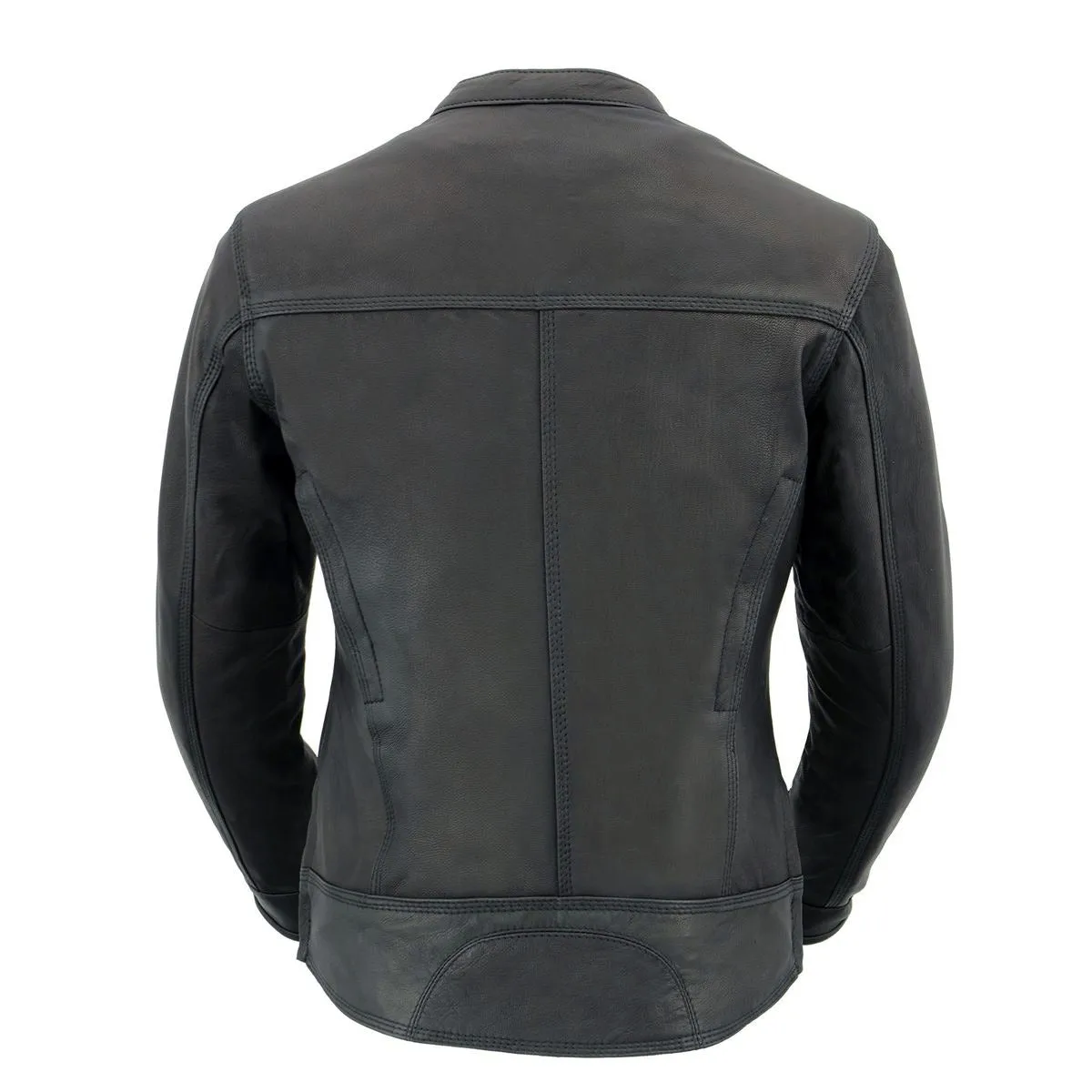 Milwaukee Leather MLL2551 Women's Scooter Black Leather Vented Lightweight Triple Stitch Motorcycle Jacket