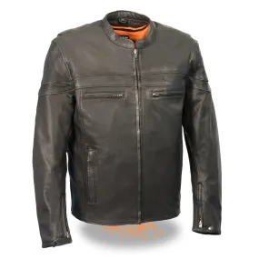 Milwaukee Leather MLM1525 Men's ‘Crossover’ Black Leather Lightweight MC Jacket