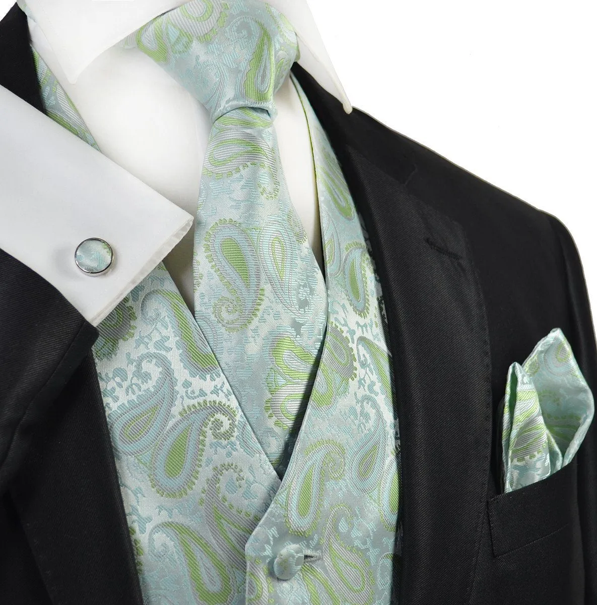 Morning Mist Paisley Tuxedo Vest Set