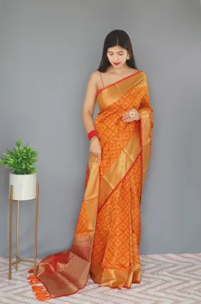 Mustard Saree in Bandhej Patola