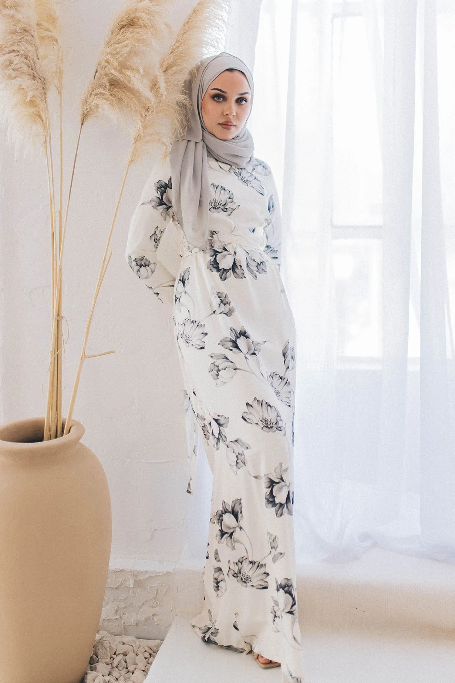 Navera Floral Wrap Maxi Dress- Off White