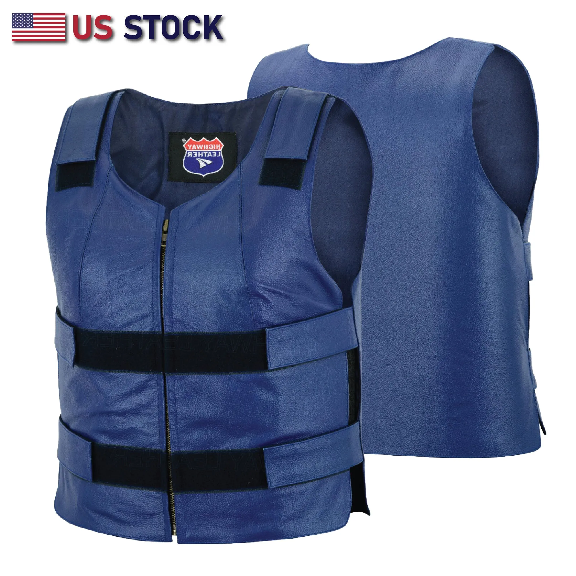 NAVY BLUE BULLET PROOF LEATHER VEST SKU#HL11643NAVYBLUE48