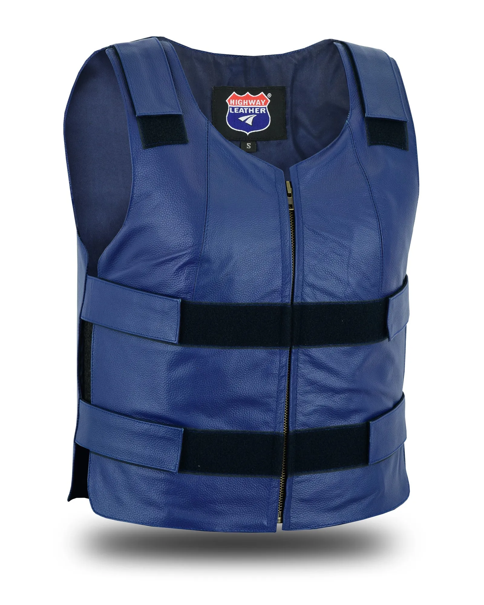 NAVY BLUE BULLET PROOF LEATHER VEST SKU#HL11643NAVYBLUE48