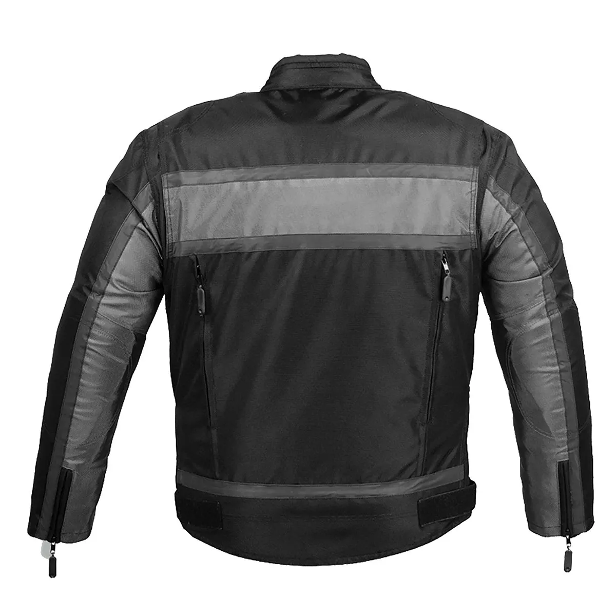 NexGen SH2095 Men's 'Racer' Black and Grey Reflective Textile Motorcycle Jacket