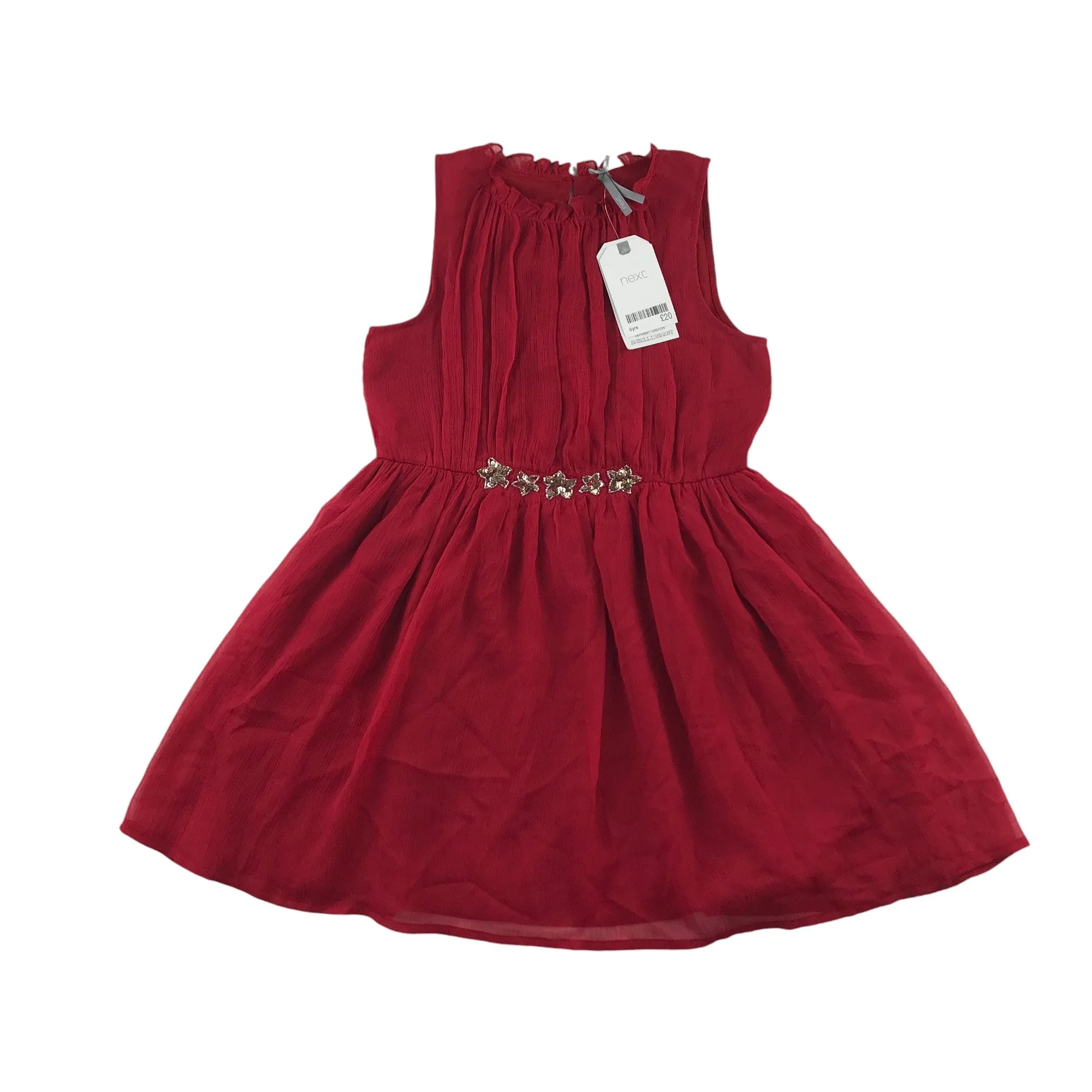 Next dress 4-5 years red chiffon layered sleeveless with sequin stars