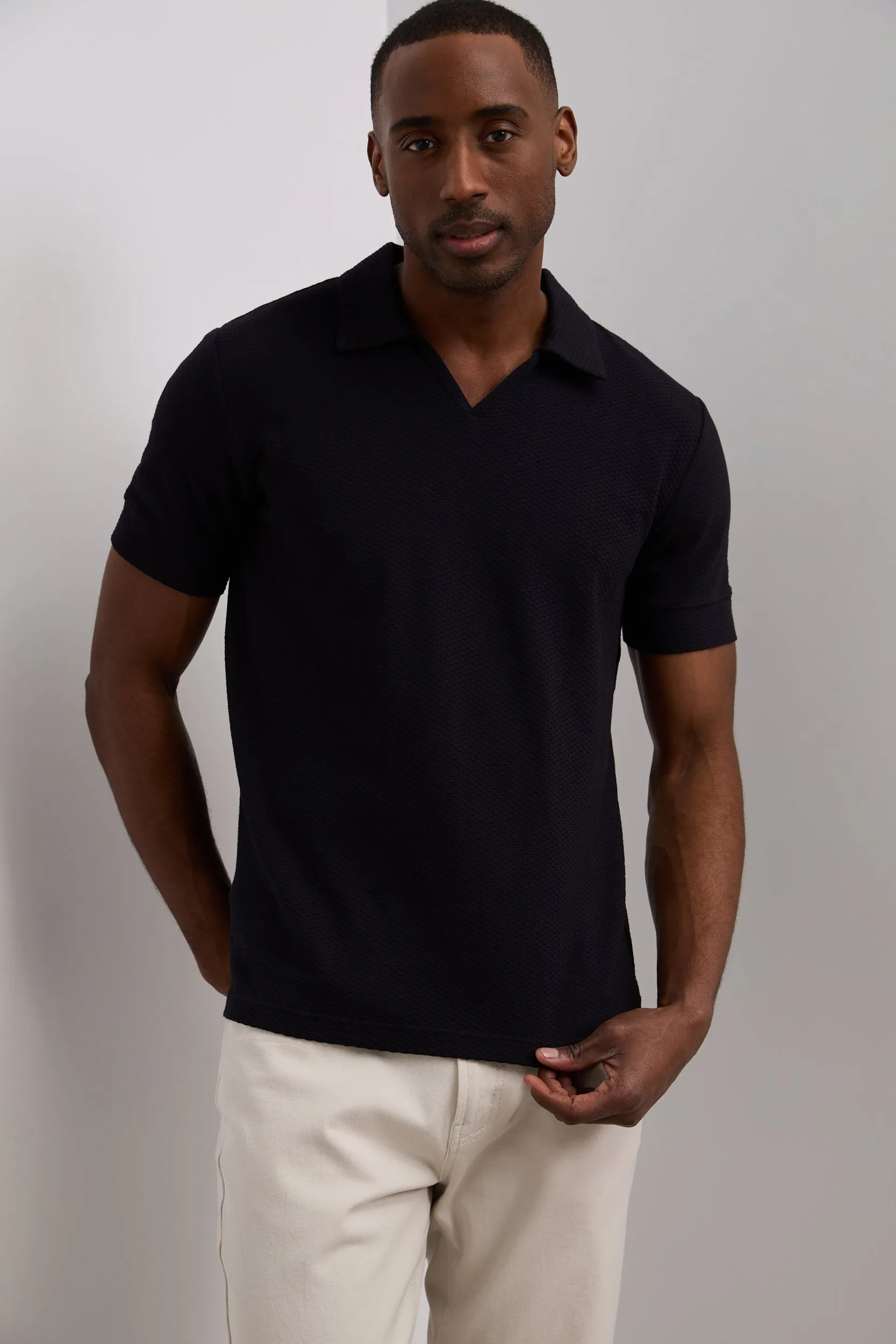 Open collar polo