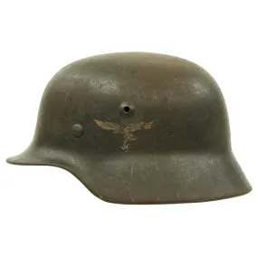 Original German WWII Service Worn M40 Single Decal Luftwaffe Helmet with 57cm Liner - SE64