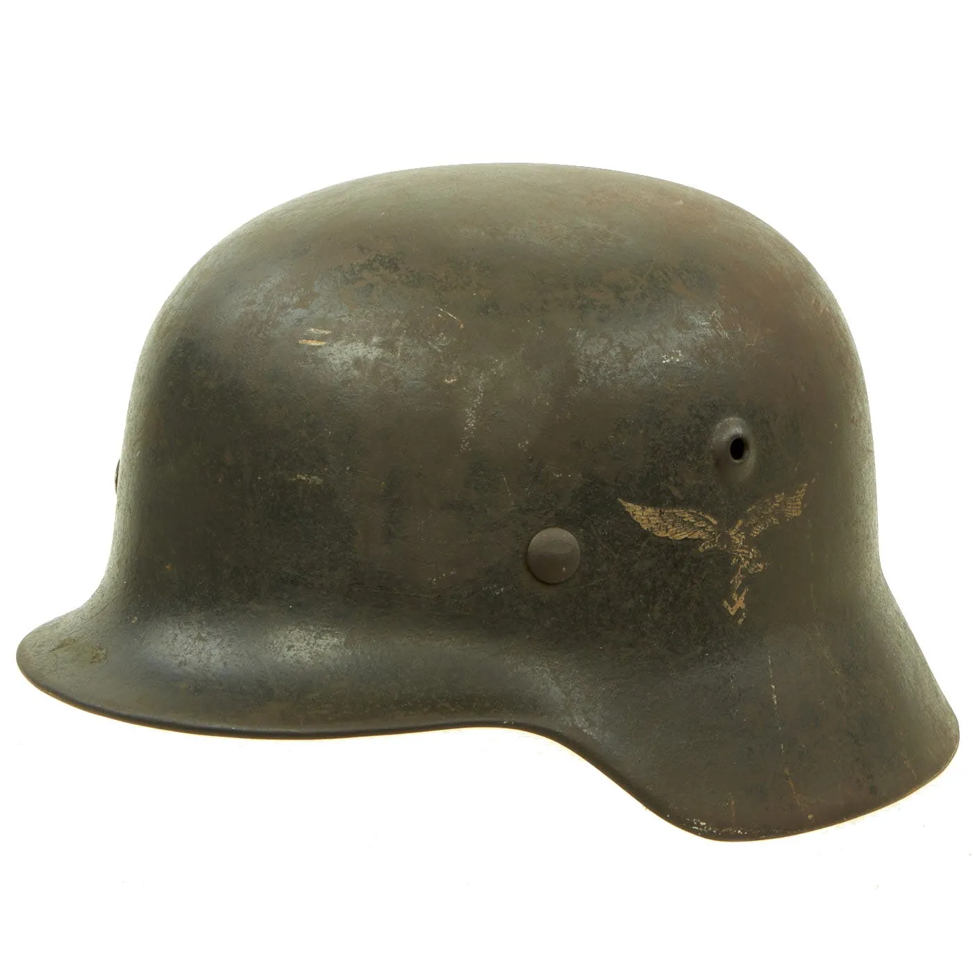 Original German WWII Service Worn M40 Single Decal Luftwaffe Helmet with 57cm Liner - SE64