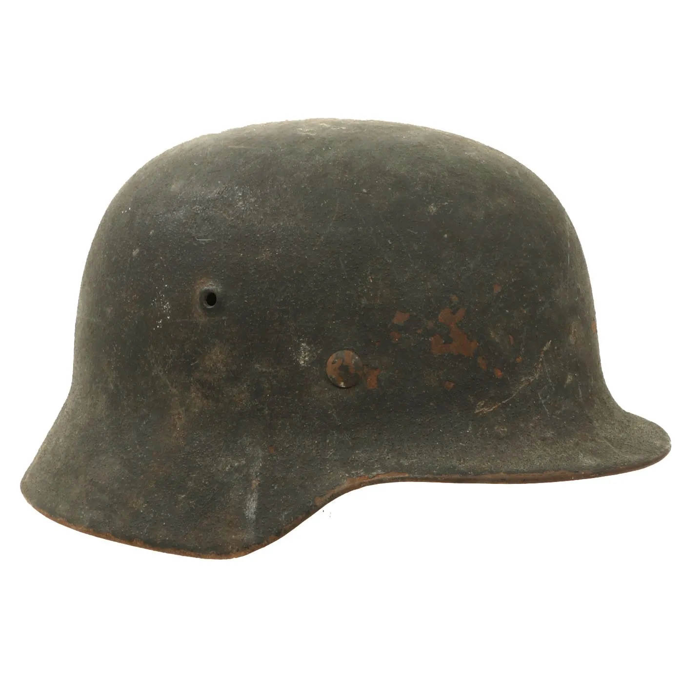 Original German WWII Service Worn M40 Single Decal Luftwaffe Helmet with Textured Paint - SE66